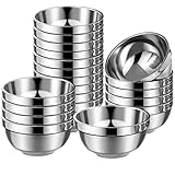 Mimorou 20 Pack 304 Stainless Steel Bowls Set 13oz Metal Double Walled Insulated Snack Mixing Lightweight Multipurpose Toddler Dinner Bowls for Ice Cream, Cereal, Snack