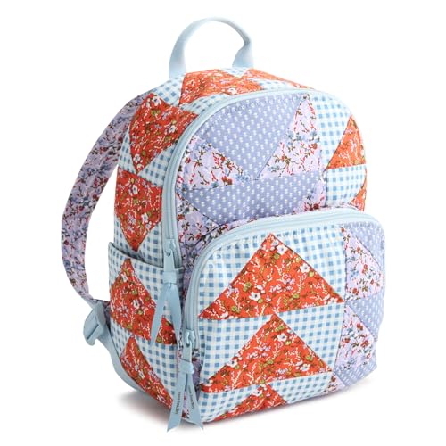 Vera Bradley Womens Premium Cotton Small Banbury Backpack Quilted Purse for Travel & Work Flying Geese Patchwork 9L