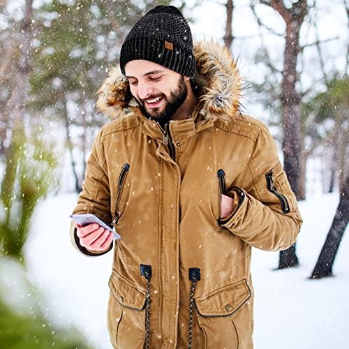 MIYING Beanie Hat Men - Fleece Lined Hat Mens Knit Beanie Warm Winter Knitted Hat Slouchy Cuffed Beanies Skull Caps for Men/Dad/Him