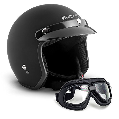 Armor · AV-47 Set Black Matt (black) · Casco Demi Jet · Helmet Moto Scooter Motocicletta Piloto Urbano · XS (53-54cm)