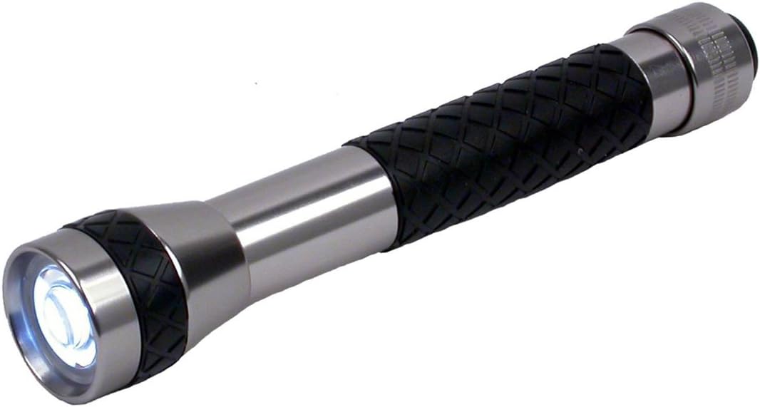 Dorcy 150-Lumen Aluminum Optic LED Flashlight with Nylon Belt Holster, Silver and Black (41-4220)