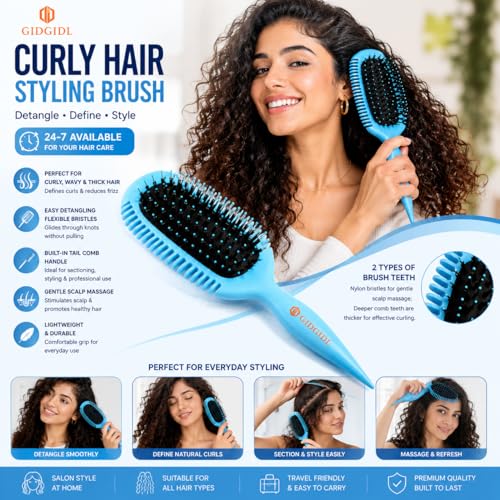 Image of (PACK OF 1) Curl Defining Brush, Curl Hair Brush, Curl Define Styling Brush, for Combing and Shaping Men's and Women's Curls to Reduce Pulling