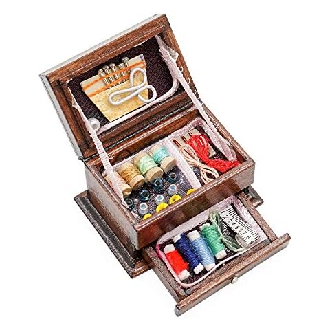 Odoria 1/12 Miniature Sewing Box Kit Dollhouse Decoration Accessories Cover