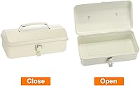Vista 3 de HARFINGTON Caja de Herramientas 11.4" Caja de Herramientas de Acero Portátil Estilo Techo de Cadera con Cierre de Pestillo de Metal Cofre de Blanco