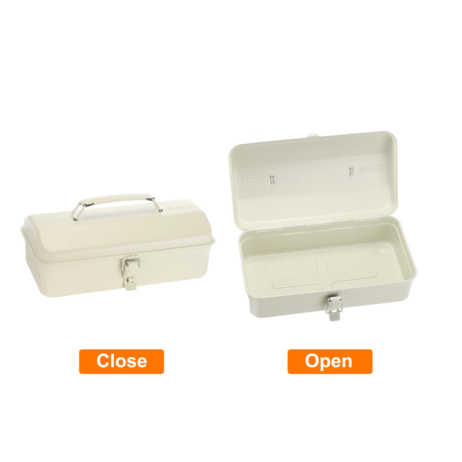 QUARKZMAN Caja De Herramientas Portátil De Acero De 11.4" Estilo Tejado Con Cierre De Pestillo Metálico Para Taller Doméstico O Automóvil, Blanca