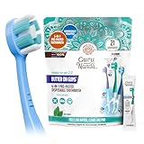 GuruNanda 6-in-1 Ready-to-Go Disposable Toothbrush, Pre-Pasted Butter on Gums Softex Bristles, Floss & Toothpick, Tongue & Cheek Cleaner, Individually Wrapped & TSA Friendly, 21 Ct