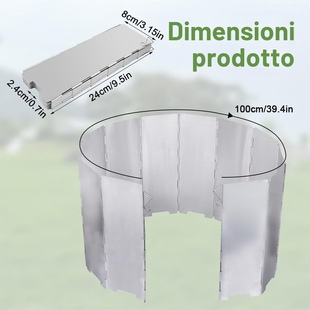 12 Piatti Paravento Fornello Campeggio In Alluminio, Paravento Per Fornello Con Borsa Per La Conservazione, Stufa Esterna Parabrezza Pieghevole, Parabrezza per Stufa Da Esterno per Fornelli Da Esterno