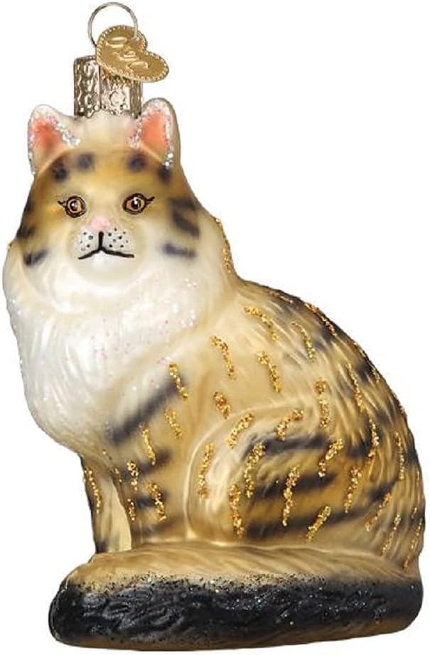 Hand-Painted Glass Maine Coon Cat Christmas Ornament