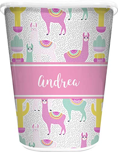 RNK Shops Personalized Llamas Waste Basket - Double Sided (White)