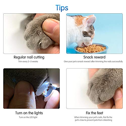 Anself Cortador de unhas de gato iluminado para animais de estimação Cortador de unhas de gato Tesou