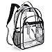 LIGHT FLIGHT Large Clear Backpack with Reinforced Padded Straps Heavy Duty PVC Transparent Backpack See Through Bookbags for Work, Travel, Black