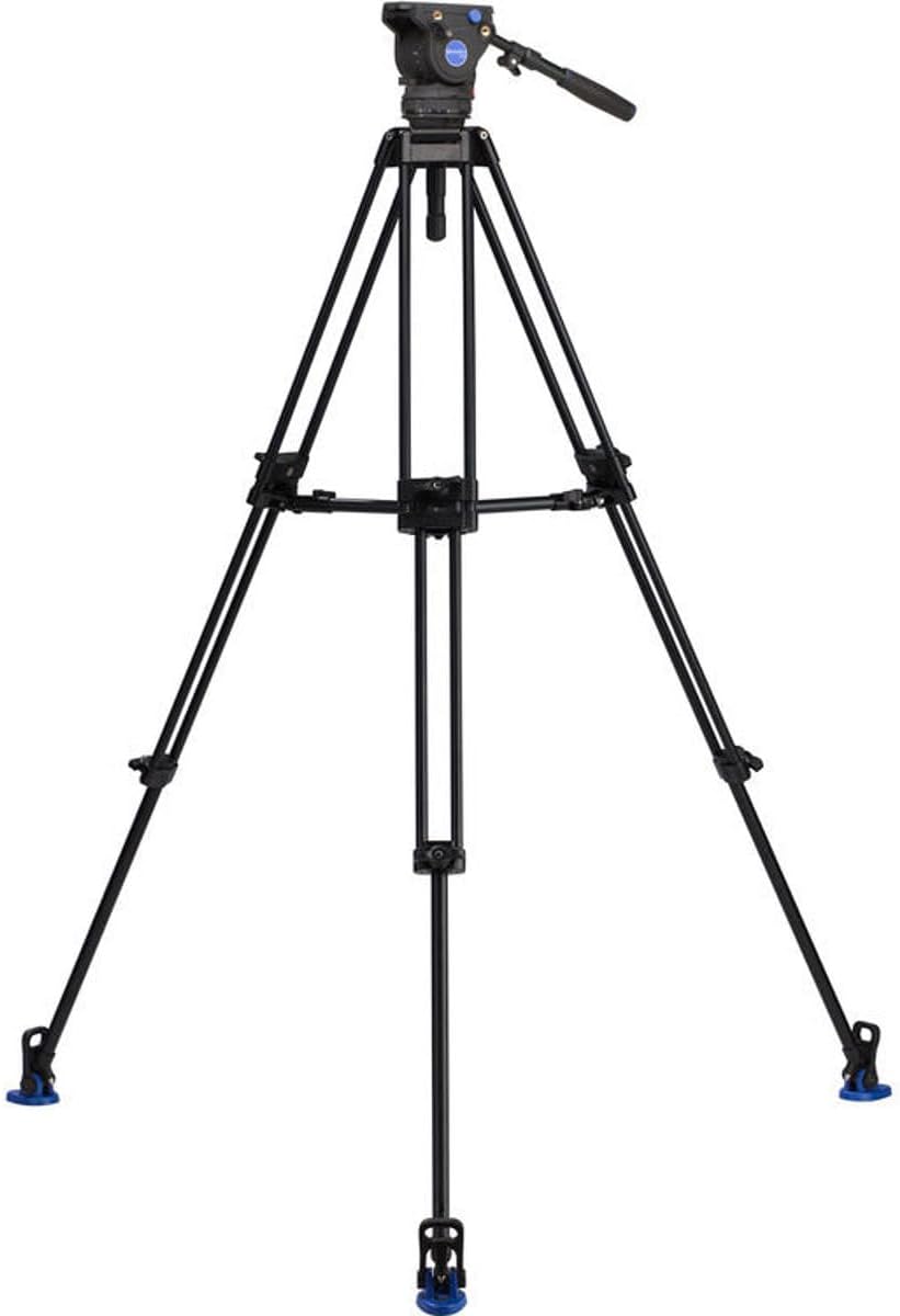 Benro BV6 Pro Video Tripod Kit with BV6 Fluid Video Head, Dual-Stage Aluminum Legs, Mid-Level Spreader and 75 mm Bowl for Studio and Field Production (BV6PRO)