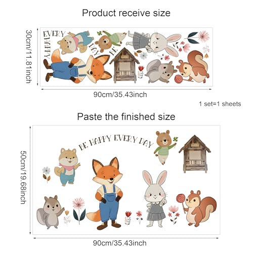 Vinilo Decorativo Woodland Animal para Pared 35.43x19.68 pulg miniatura 6