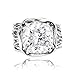 JEAN RACHEL JEWELRY 925 Sterling Silver Ring - Wrap Vintage Design with Cushion Shaped Cubic Zirconia - Hypoallergenic, Lead & Nickel Free - Artisan Handcrafted Statement Rings for Women, White