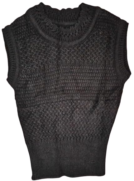 duvanshi Sleeveless Knitted Pullover Sweater, Crew Neck, Marled Pattern, Size Free for Ladies, Adult and ect... Black-picture-34