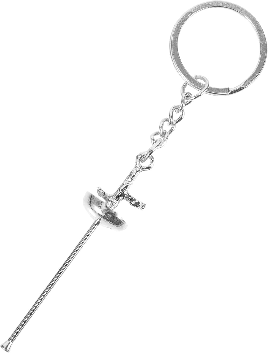 Metal Fencing Keychain Pendant, Silver Sports Key Ring Decoration
