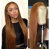 Candice Hair Glueless Lace Front Wigs Long Ginger Straight Honey Blond Wigs for Women Heat Resistant Synthetic Wigs Swiss Lace Pre Plucked Natural Hairline with Baby Hair (24 Inch)