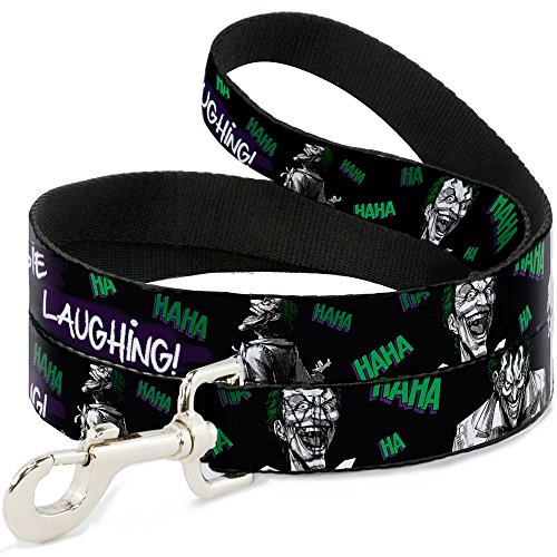 Buckle-Down DC Comics Hundeleine, Joker Die Laughing Haha Schwarz Lila Grün, 1,8 m lang, 1,3 cm...