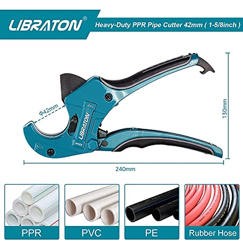 Libraton Pvc Cutter 1-5/8"，Pvc Pipe Cutter, Pex Cutter 1-1/4", Mini Tube Cutter 1/8" To 7/8", With Replacement Blade, Ptfe Sealing Tapes #TOP5