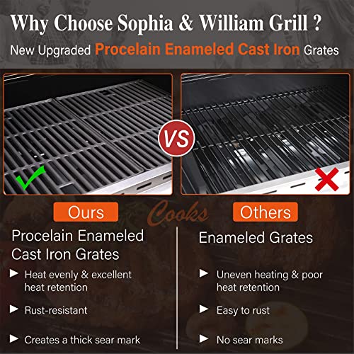 Sophia & William 4-Burner Propane Gas Grill With Side Burner And Porcelain-Enameled Cast Iron Grates 42,000Btu Outdoor Cooking Stainless Steel Bbq Grills Cabinet Style Patio Garden Barbecue Grill, Silver #TOP3