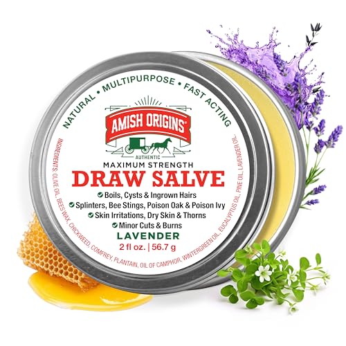 Amish Origins Drawing Salve Ointment for Boil Treatment Maximum Strength Fast Acting Draw Salve for Splinters Bee Stings Anti Itch Cream Poison Ivy Oak Relief 2 oz