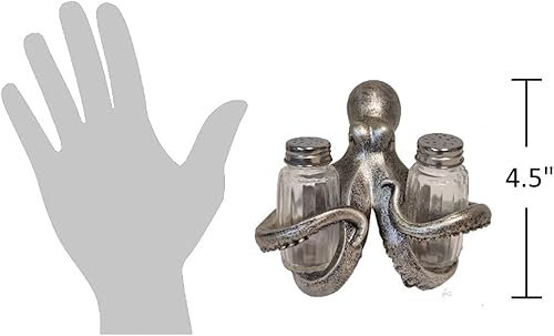 Miniatura 2 de The Bridge Collection Juego de 3 soportes para salero y pimentero de pulpo, artículos de cocina de pulpo, divertidos saleros y pimenteros para