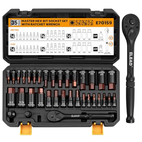 35-Piece Hex Socket Set - SAE & Metric for Automotive Work