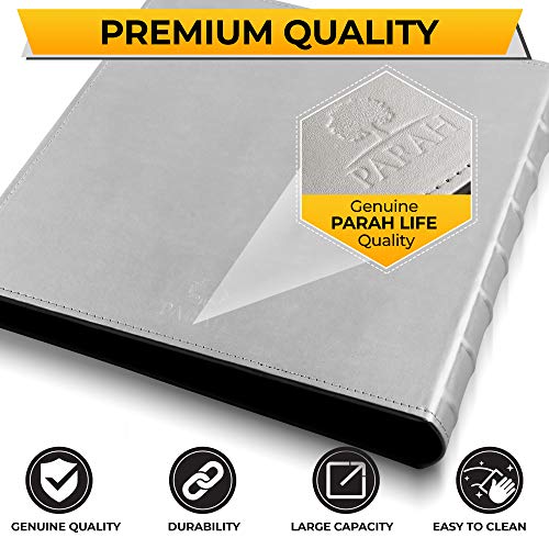 Parah Life Premium 500 Photo Family Wedding Anniversary Baby Vacation Album Sewn Bonded Leather Book Bound Multi Directional 500 4x6 Photos 5 Per Page Large Capacity Deluxe Customizable (Silver) - Thumbnail 2