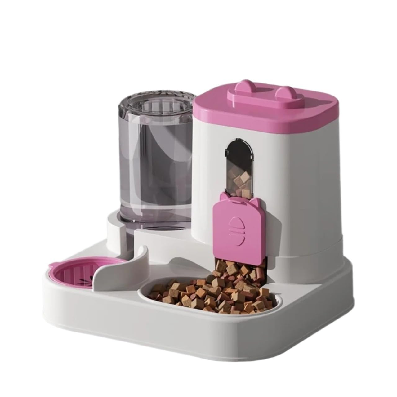 Un grazioso distributore automatico di cibo e acqua for gatti 2 in 1(Pink)