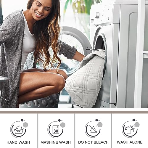 Image of TAOCOCO 100% Waterproof Recliner Sofa Cover, Non Slip Split Couch Covers for Reclining Couches with Elastic Straps, Washable Reclining Sofa Cover Furniture Protector for Kids Pets(3 Seater, Off White)