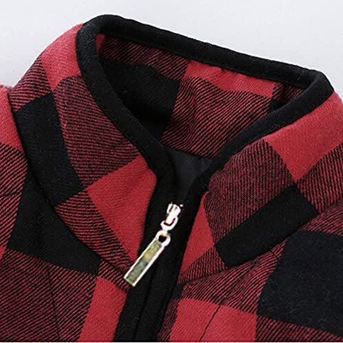 Toddler Baby Girls Boys Lightweight Cotton Vest Zip Up Plaid Fleece Lined Windproof Waistcoat Warm Kids Fall Winter Outerwear2