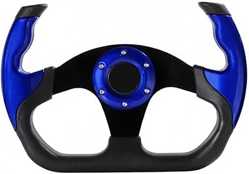 Universal Racing Steering Wheel 6 Volt Anti-Slip Leather Aluminum Game Handle with Horn Button JDM Sport Racing Steering Wheel Smooth Surface for Race Rally Motorsport Carshim Driving Blue