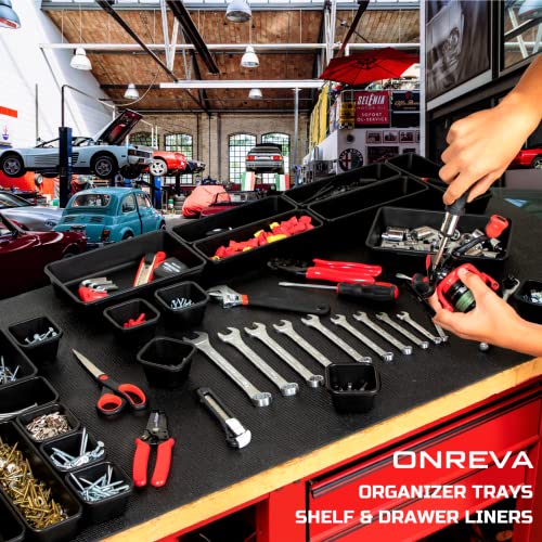 Onreva 42Pcs Tool Box Organizer Tray Dividers Set, Toolbox Organizer And Storage Trays Kit, Workbench Cabinet Bins, Tool Chest Drawer Organization Garage Accessories Small Parts Hardware Tool Tray #TOP6