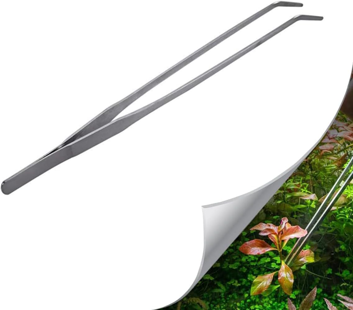 HASTHIP® Tweezers for Aquarium, Universal Plant Shrimp Reef Tank Straight Aquarium Accessories Tweezer for Fish Tank Aquarium Live Plant (27cm Curved Tweezers)