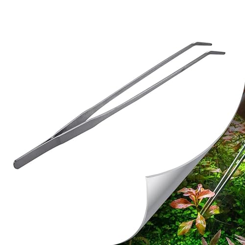 HASTHIP® Tweezers for Aquarium, Universal Plant Shrimp Reef Tank Straight Aquarium Accessories Tweezer for Fish Tank Aquarium Live Plant (27cm Curved Tweezers)
