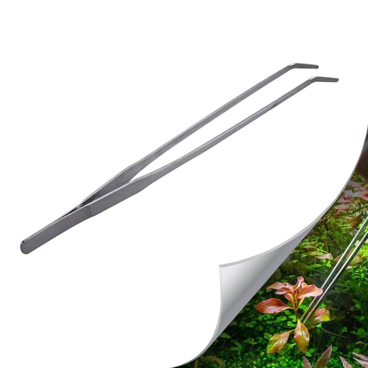 HASTHIP® Tweezers for Aquarium, Universal Plant Shrimp Reef Tank Straight Aquarium Accessories Tweezer for Fish Tank Aquarium Live Plant (27cm Curved Tweezers)