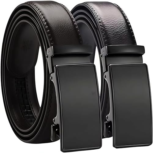 Ratchet Belts for Men 2 Pack - Mens Belt Leather 1 3/8