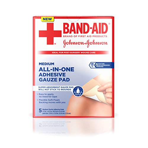 Band-Aid Brand of First Aid Products All-in-One Adhesive Gauze Pad, Medium