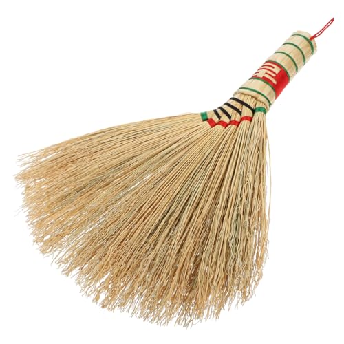 Beatifufu Scopa Mini Tradizionale Cinese in Saggina Intrecciata Mano Spazzola Piccola con Manico Corto per Pulizia Desktop Letto e Divano Strumento Multifunzionale Resistente