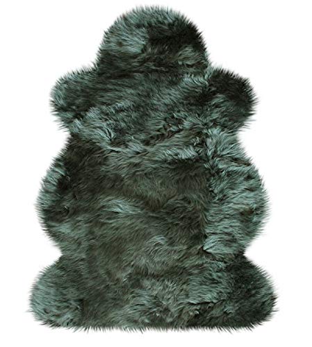 Heitmann Australisches Lammfell 100 x 68 cm Schaffell Teppich dunkelgrün waschbar