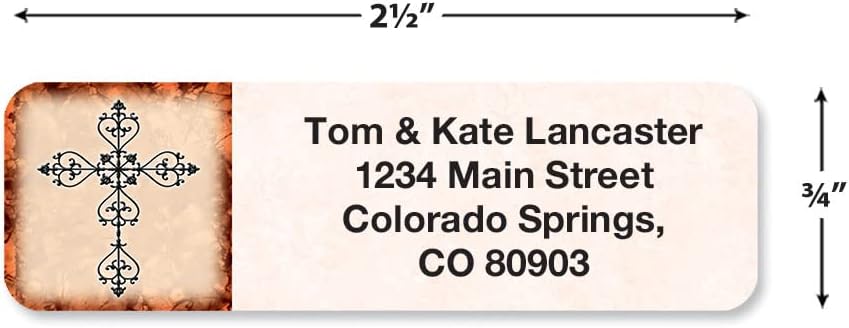 Rejoice Religious Rolled Personalized Return Address Mailing Labels with Dispenser, Set of 250, 5 Designs, Small ¾ x 2½ Inch Size, Custom Self-Adhesive Sticker Roll, by Colorful Images