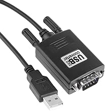 Spoinkky USB to RS-232 Serial Converter Cable, USB to Serial 9-Pin DB-9 RS-232 Converter Cable - Black, Plug and Play, Supports Windows & Mac, Over 1 Mbps Data Transfer Rate, Includes Driver CD