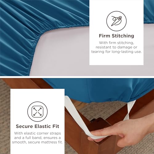 Image of Bedsure Twin XL Sheets Dorm Bedding, GentleSoft Breathable Extra Long Twin Sheets & Pillowcases, Moisture Wicking Cooling, Deep Pocket Fits Mattress Up to 21 Inches Thick, Teal Blue