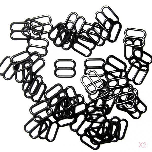 TRENDIVIBE 100x Metal Bra Lingerie Strap Sewing Clip Hook Eye Slider Black 10mm-image-17
