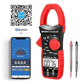 HOLAPEAK 570S APP Digital Clamp Multimeter Connect with APP via Bluetooth Voltage Multimeter with Amp Ohm Tester, 6000 Count with NCV, Auto Range, AC/DC Voltage AC/DC Current,Resistance