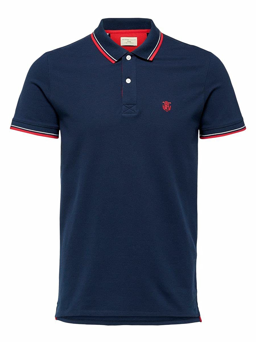 SELECTED HOMME Male Polo Shirt, Regular fit, Blazer Navy, M