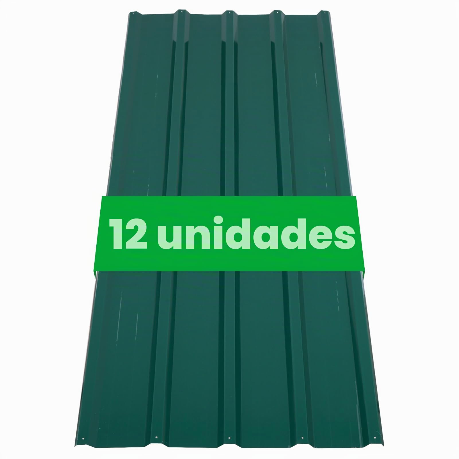 Chapa trapezoidal para techos, 12 unidades, 110 cm x 45 cm = 6 m², galvanizada, 0,2 mm de grosor, color verde