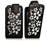 Housse coque étui fleur noir pour LG Optimus Black + film protecteur