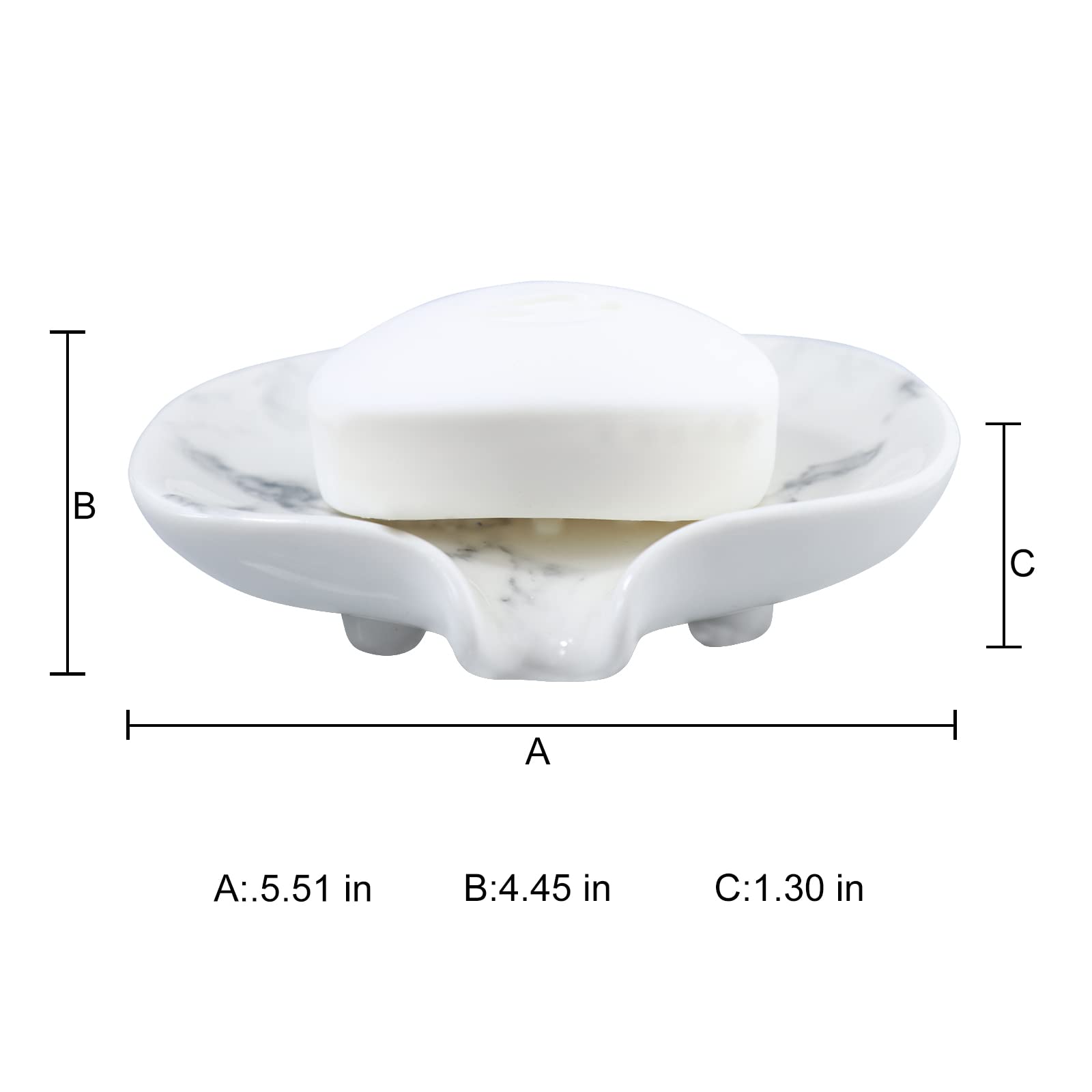 Jabonera de cerámica con textura de mármol, ranura autodrenante, jabonera autodrenante, jabonera portátil para ducha, baño, cocina, fregadero, encimera del hospital, hotel, restaurante.