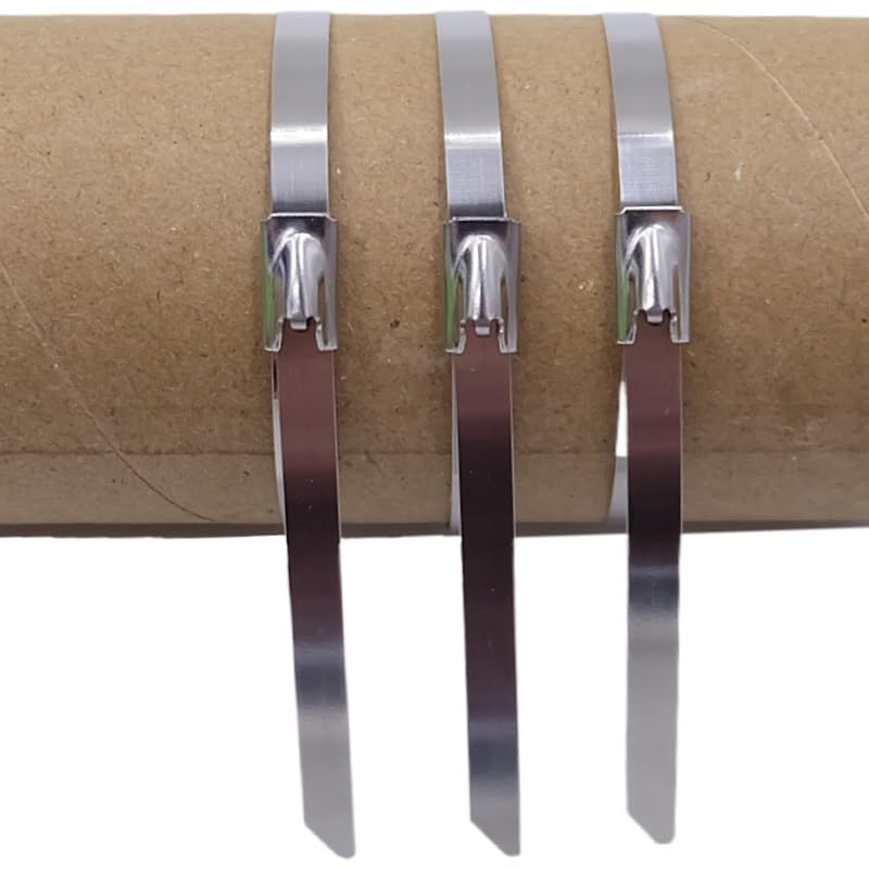 Sujetacables de acero inoxidable con anillo de sujeción – Organizador de herrajes de metal multiusos reutilizable, autosellante, 450 mm, 30 piezas